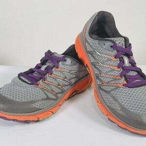 Merrell Running Shoes Womens 9.5 Grey Orange Purple Low Top Trainers Sneakers